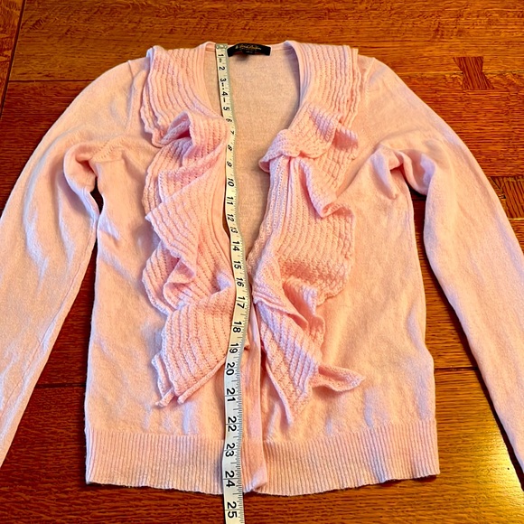 Like New 100% Cashmere Ruffled Cardigan Sweater (Brooks Brothers, Size S) - Picture 7 of 10